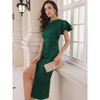 INSPIRE CHIC Women's Cocktail Ruffle Sleeve Ruched Waist Split Hem One Shoulder Midi Dress - 3 of 4