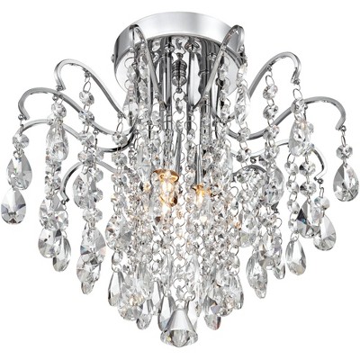 Vienna Full Spectrum Modern Chandelier Ceiling Light Semi Flush Mount Fixture Chrome 11 3/4" Wide Crystal for Bedroom Living Room