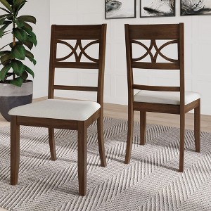 ChaletPosh Wooden Dining Chair With Warm Grey Cover (Set of 2) - 1 of 4