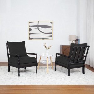 SEYNAR Mid Century Boucle Uplostered Wood Accent Armchair with Cushion Set of 2 - 1 of 4