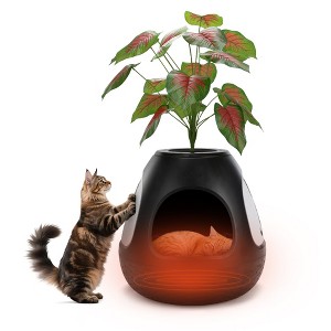 Sandinrayli  4-in-1 Kitty Cat Bed Heated House Condo with Replaceable Scratching Board, Heating Pad and Air Purifier for Indoor Cats - 1 of 4