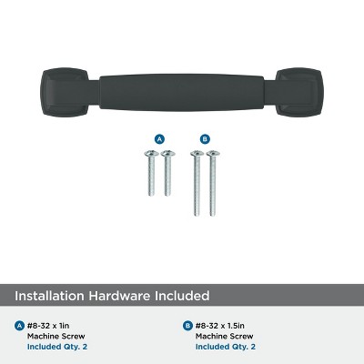 Matte Black 3-3/4" Zinc Cabinet Drawer Pull