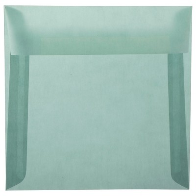 JAM Paper 6.5 x 6.5 Square Translucent Vellum Invitation Envelopes Ocean Blue 1592117