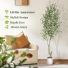 Tall Faux Olive Tree，Tall Faux Olive Tree with White Planter and Green Fake Moss for Home Office Living Room Bedroom Stairs Foyer Decor - 3 of 4