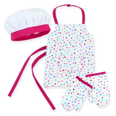 Sophia’s Baking Apron, White Hat and Oven Mitts Set for 18'' Dolls, White