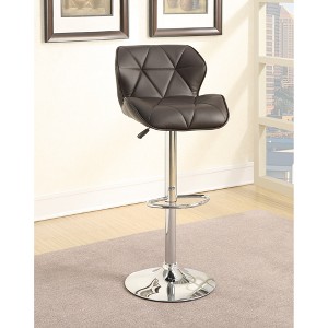 Modern Faux Leather Adjustable Height Swivel Barstool with Tufted Seat, Footrest and Round Base, Set of 2 for Kitchen Island or Home Bar - 1 of 4