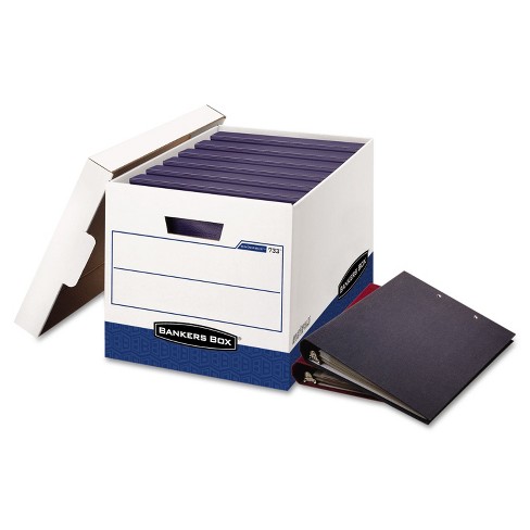 Bankers Box Stor/File Storage Box Letter/Legal Lift-Off Lid White/Blue 4/Carton