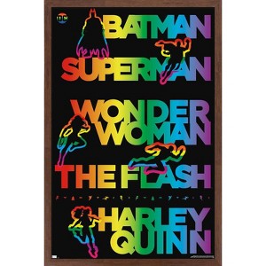Trends International DC Comics Justice League - Rainbow Silhouette Framed Wall Poster Prints - 1 of 4