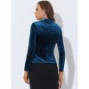 INSPIRE CHIC Women's Notched Lapel Vintage Office Button Front Velvet Blazer - 4 of 4
