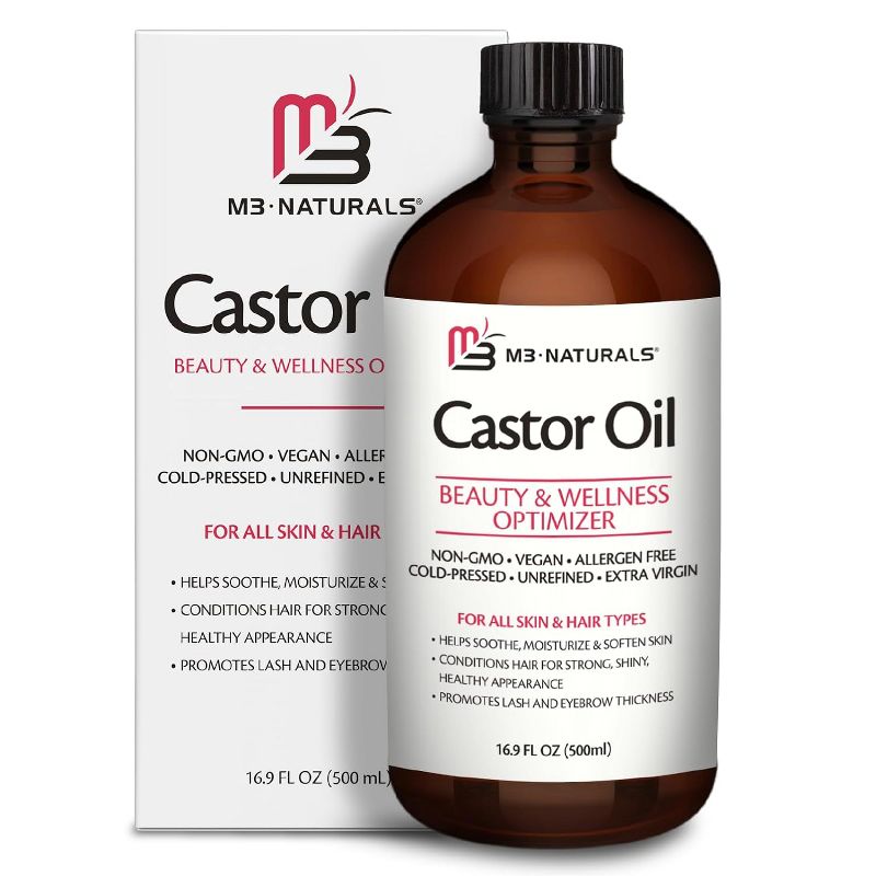 Pure Castor Oil Pack Kit, Organic Castor Oil Cold Pressed Glass Bottle Adjustable Reusable Cotton Castor Oil Wrap for Detox Wellness, M3 Naturals, 1 of 8