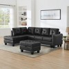 Sectional 3-Seaters Sofa , reversible recliner, Storage Pad and Wood Grain Cup Holder, Non-slip Leg, PU - 4 of 4
