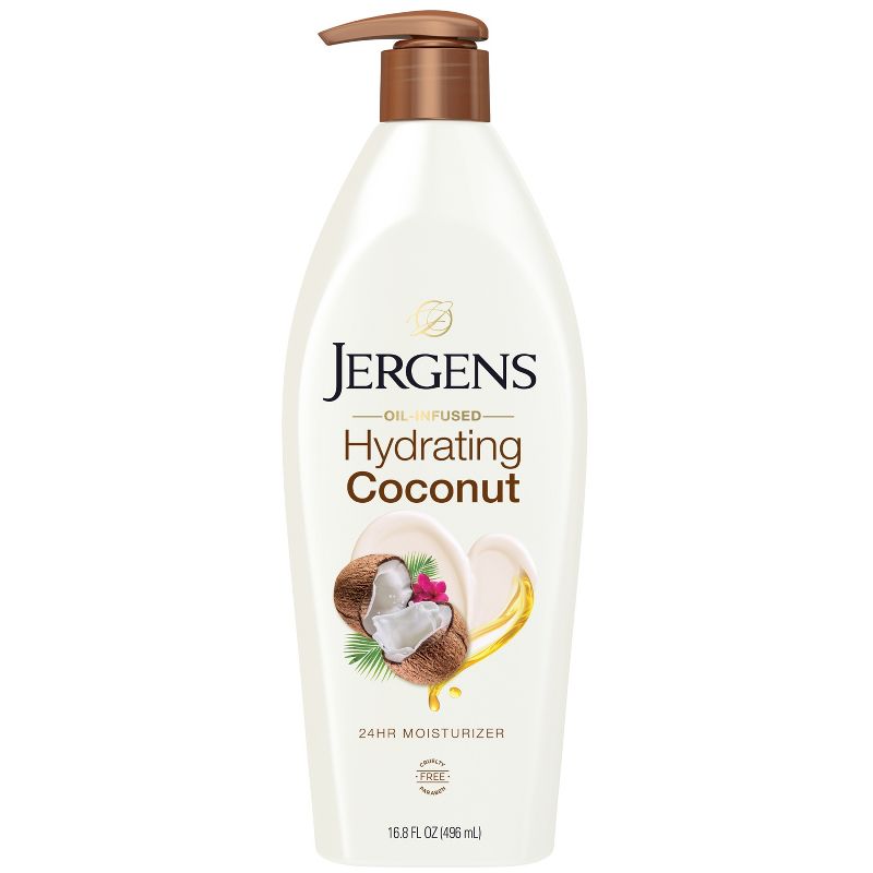 Jergens Hyrdating Coconut Hand and Body Lotion For Dry Skin, Dermatologist Tested - 16.8 fl oz, 1 of 9