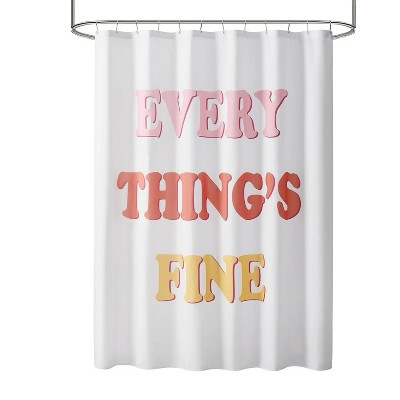 LunaLulinlk Everything Fine 15PC Shower Curtain, 70 x 72, Pink