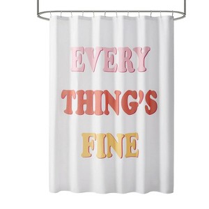 LunaLulinlk Everything Fine 15PC Shower Curtain, 70 x 72, Pink - 1 of 4