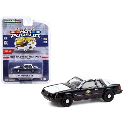 1982 Ford Mustang SSP Black and White "Texas Department of Public Safety" "Hot Pursuit" 1/64 Diecast Model Car by Greenlight