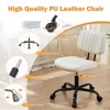 Small Office Desk Chair with Wheels Armless and Lumbar Support,PU Leather Low Back Adjustable Height 360° Rolling Swivel Task Chair for Bedroom - 4 of 4
