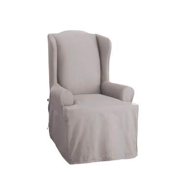 Sailcloth Cotton Duck Wing Chair Slipcover Light Gray - Sure Fit