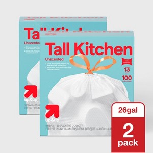 2 Pack/100 Count Each UltraStretch Tall Kitchen Drawstring Trash Bags - Unscented - up&up™ - 1 of 4