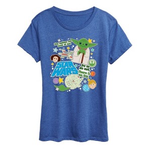 Women's - Star Wars - Yoda Stickers Short Sleeve Graphic T-Shirt - 1 of 4