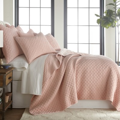 Blush Twin Reversible Microfiber Quilt Set
