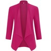 Women's Collarless Blazer 3/4 Sleeve Split Back Jacket Buttonless Office Casual Coat - 2 of 4