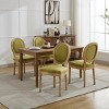 French Linen Dining Chairs Set of 2 with Upholstered Round Back,Antique Finish Solid Wood Frame for Dining Room-Baofuwish - 3 of 4
