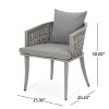 GDFStudio San Juan Outdoor Iron and Wicker Club Chairs with Cushions (Set of 2) - 3 of 4
