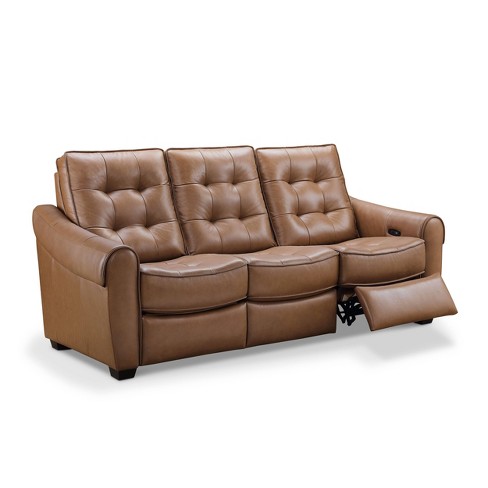 Camel leather outlet reclining sofa