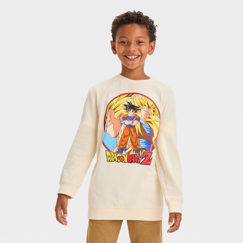 Boys&#39; Dragon Ball Z Goku Fleece Pullover Sweatshirt - Light Beige, 1 of 4