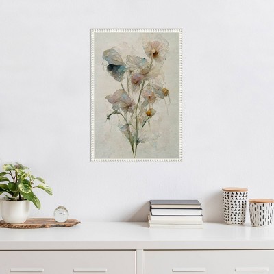 Ethereal Botanical Beaded Framed Canvas Wall Art