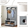 4-in-1 Hall Tree With Coat Rack And Storage Bench, Farmhouse Entryway Shoe Bench With Coat Hooks And Open Storage Shelves For Hallways, Mudrooms - 4 of 4