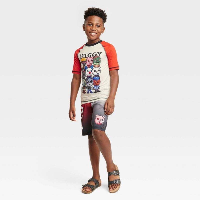 Boys' Piggy Swim Shorts- Red/Silver - Red, 3 of 4