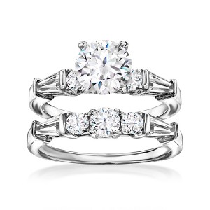 Ross-Simons 2.60 ct. t.w. CZ Bridal Set: Engagement and Wedding Rings in Sterling Silver - 1 of 4