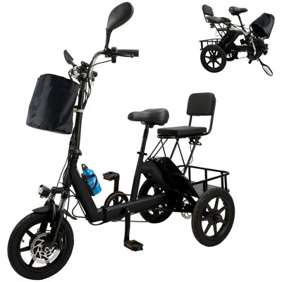 Topteng Electric Trike for Adults, 3 Wheel Bike with Basket, Adjustable Seat and Foldable Design