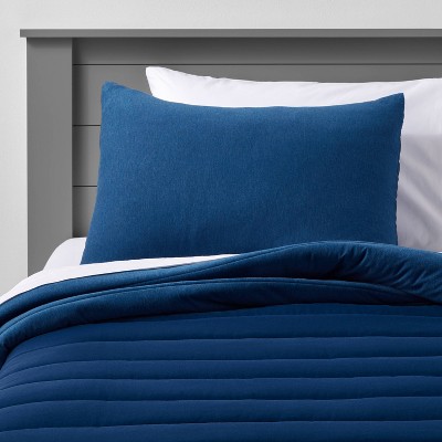 Full/Queen Channel Jersey Comforter Set Navy - Pillowfort™