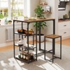 Tangkula 3-Piece Bar Table Set 2 Person Dining Furniture Set w/2 Stools 3 Storage Shelves - 2 of 4