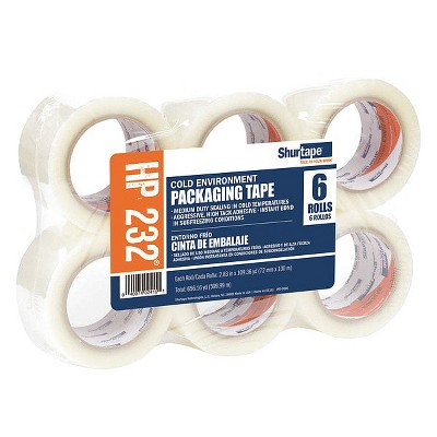 Shurtape  Carton Sealing Tape, 1.9 mil, Clear, PK6 HP 232