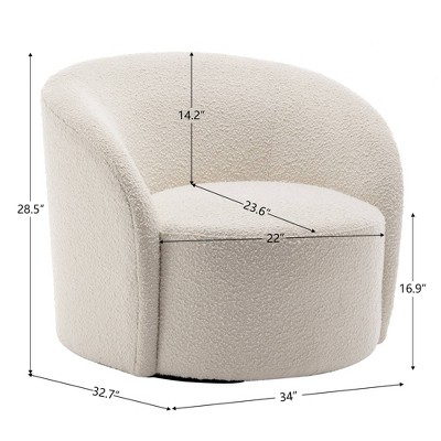 Cream Upholstered Swivel Barrel Accent Chair with Wood Frame