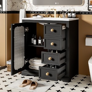 TIRAMISUBEST 30-inch bathroom vanity with a soft close glass door, adjustable shelves, and three drawers - 1 of 4