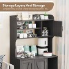 Hidden Cat Litter Box Furniture with Storage Shelves & Doors, Large Cat Washroom Cabinet - 4 of 4
