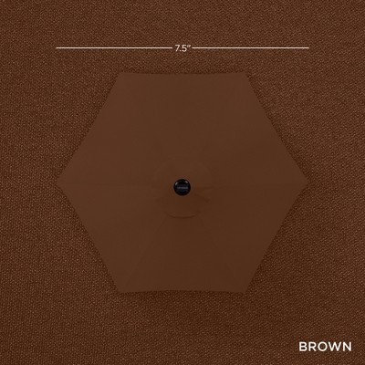 7.5ft Brown Solar LED Outdoor Patio Umbrella with Steel Pole