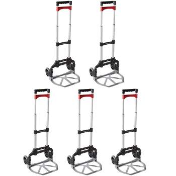 Magna Cart Personal MCX Folding Aluminum Luggage Hand Truck Cart with Telescoping Handle & Ball Bearing Rubber Wheels, 150 lb Capacity, Black (5 Pack)
