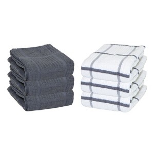 Sloppy Chef Premier Kitchen Towels (Pack of 6), 15x25, Windowpane Pattern, Cotton - 1 of 4