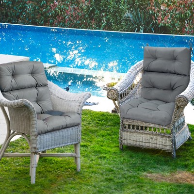 Gray 44" x 22" Tufted Suede Outdoor Chair Cushion