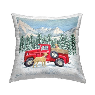 Stupell Industries Winter Dogs Snowy Mountainside Red Truck