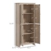 Gulches 71.75"H Freestanding 4-Door Kitchen Pantry - 4-Tier Storage, Adjustable Shelves, Painted Wood, Natural, 31.5"W x15.75"D - 3 of 4