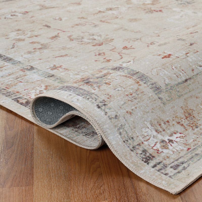 Floral Scroll Non-Slip Machine Washable Indoor Area Rug or Runner by Blue Nile Mills, 5 of 6