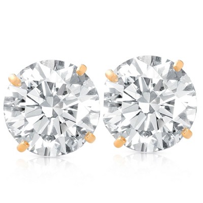 Pompeii3 2 1/2 Ct TW (7mm) Round Moissanite Studs 14k Yellow Gold