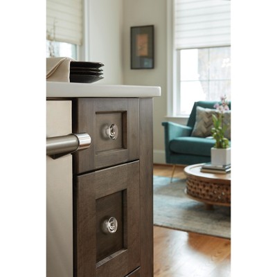 Clear and Brushed Nickel Round Cabinet Knob with Mounting Hardware