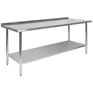 Flash Furniture Stainless Steel 18 Gauge Prep and Work Table with 1.5" Backsplash and Undershelf, NSF - 1 of 4